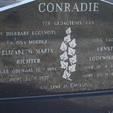 CONRADIE Ernst Lodewikus 1894-1984 &amp; Elizabeth Maria Richter  ODENDAL 1896-1975