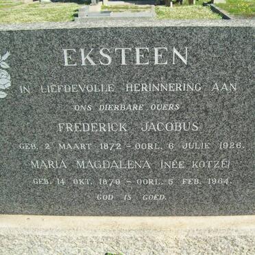 EKSTEEN Frederick Jacobus 1872-1926 &amp; Maria Magdalene KOTZé 1879-1964