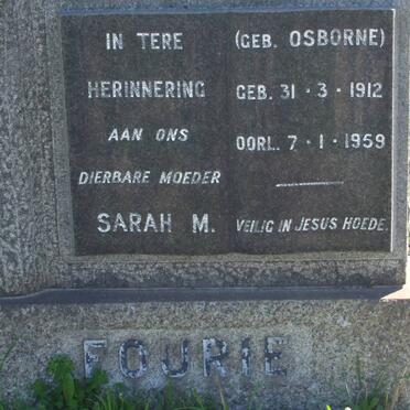 FOURIE Sarah M. nee OSBORNE 1912-1959