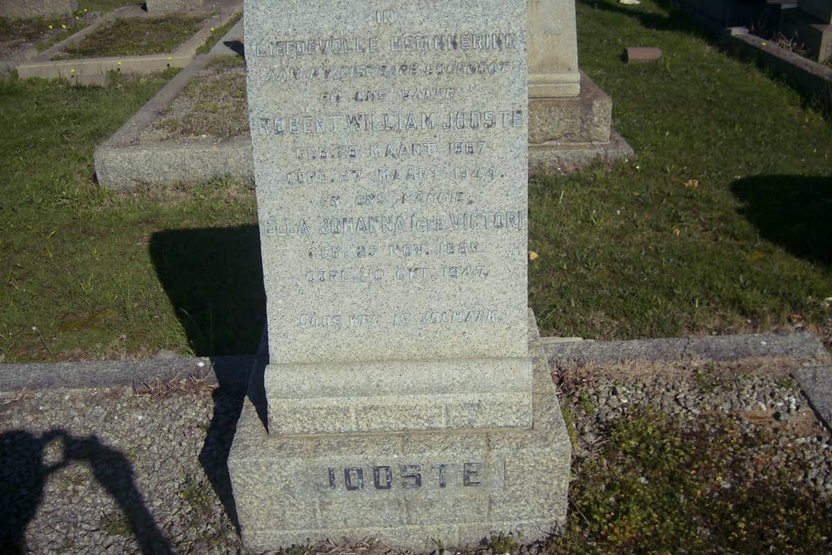 JOOSTE Robert William 1887-1944 &amp; Ella Johanna VICTOR 1889-1947