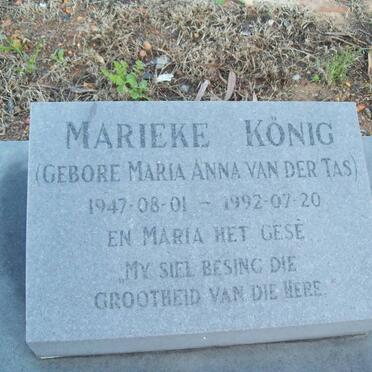 KONIG Marieke nee VAN DER TAS 1947-1992