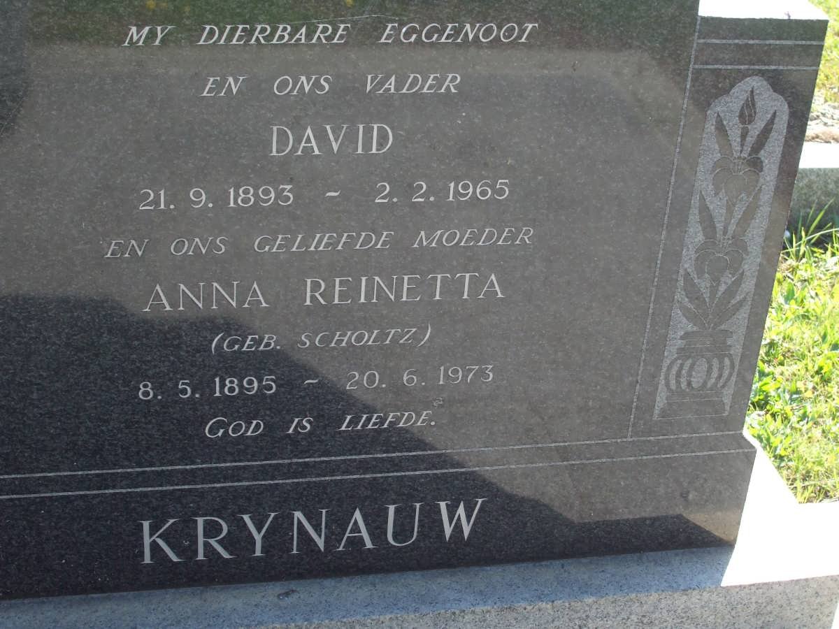 KRYNAUW David 1893-1965 &amp; Anna Reinetta SCHOLTZ 1895-1973