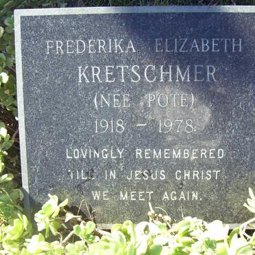 KRETSCHMER Frederika Elizabeth nee POTE 1918-1978