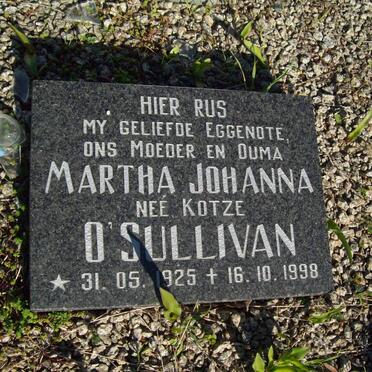 O'SULLIVAN Martha Johanna nee KOTZE 1925-1998
