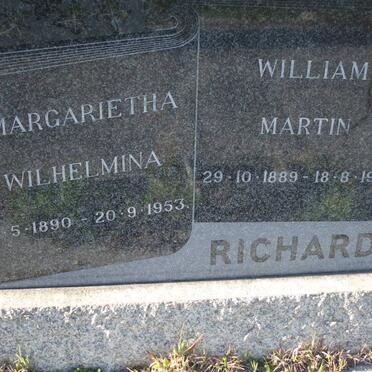 RICHARD William Martin 1889-1974 &amp; Margaretha Wilhelmina 1890-1953