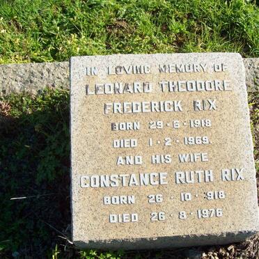 RIX Leonard Theodore Frederick 1918-1969 &amp; Constance Ruth 1918-1976