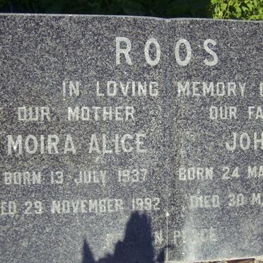 ROOS John 1932-1996 &amp; Moira Alice 1937-1992