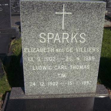 SPARKS Tim 1902-1992 &amp; Elizabeth DE VILLIERS 1902-1989