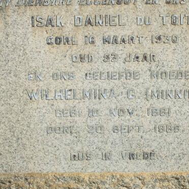 TOIT Isak Daniel, du -1930 &amp; Wilhelmina C. 1881-1966