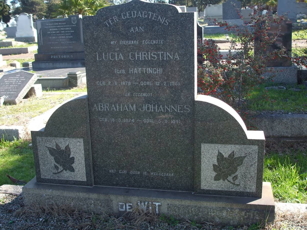 WIT Abraham Johannes, de 1874-1951 &amp; Lucia Christina HATTINGH 1878-1951