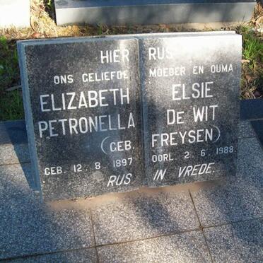 WIT Elizabeth Elsie Petronella, de nee FREYSEN 1897-1988
