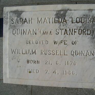 QUINAN Sarah Matilda Louisa nee STANFORD 1876-1966