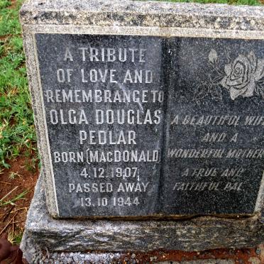 PEDLAR Olga Douglas nee MACDONALD 1907-1944