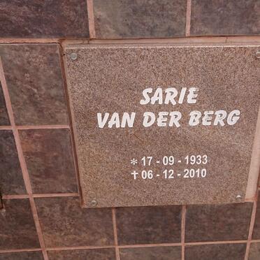 BERG Sarie, van der 1933-2010
