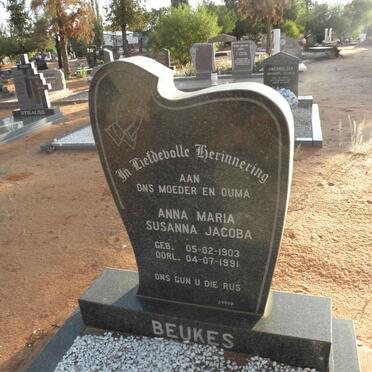 BEUKES Anna Maria Susanna Jacoba 1903-1991