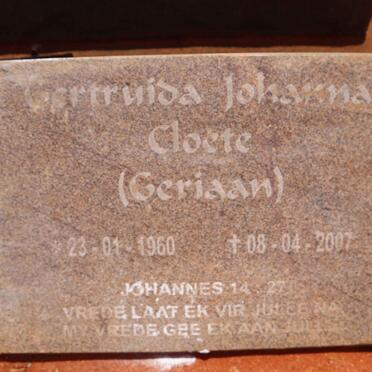 CLOETE Gertruida Johanna 1960-2007