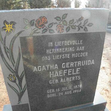 HAEFELE Agatha Gertruida nee ALBERTS 1878-1966