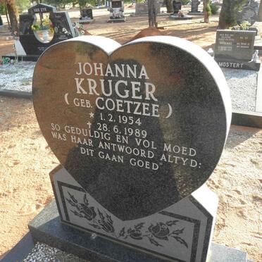 KRUGER Johanna nee COETZEE 1954-1989