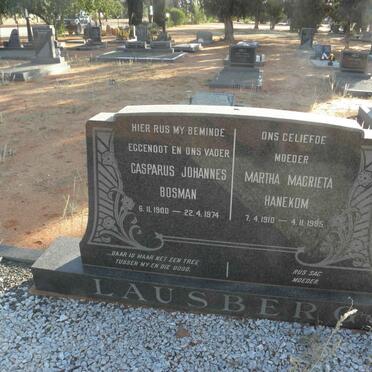 LAUSBERG Casparus Johannes Bosman 1900-1974 &amp; Martha Magrieta HANEKOM 1910-1985