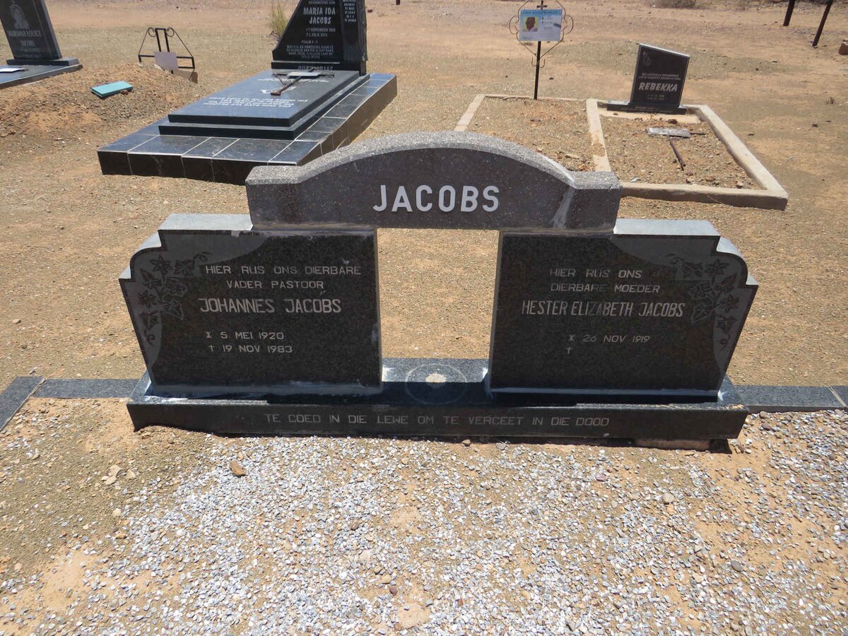 JACOBS Johannes 1920-1983 & Hester Elizabeth 1919-