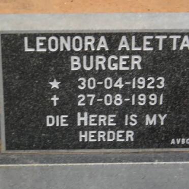 BURGER Leonora Aletta 1923-1991