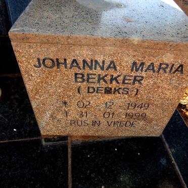 BEKKER Johanna Maria nee BEKKER 1949-1999