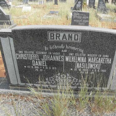 BRAND Christoffel Johannes Daniel 1891-1971 &amp; Wilhelmina Margaretha NASILOWSKI 1900-1980