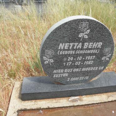 BEHR Netta nee SCHOOMBEE 1957-1982