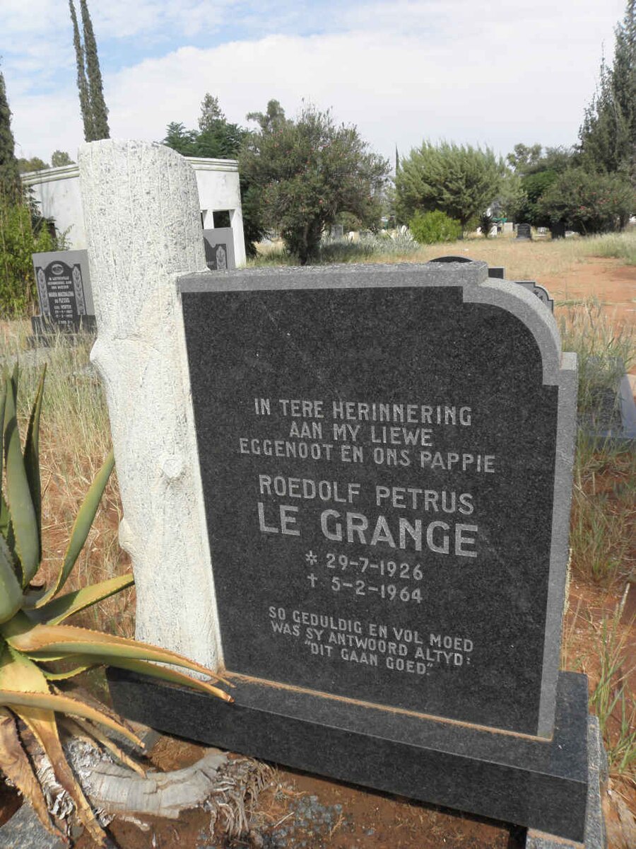 GRANGE Roedolf Petrus, le 1926-1964