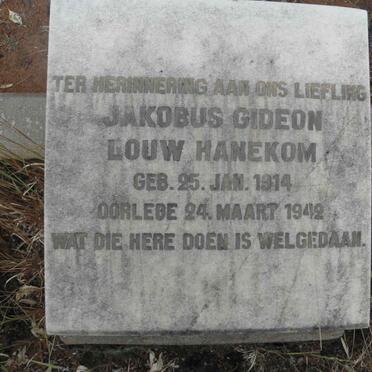 HANEKOM Jakobus Gideon Louw 1914-1942