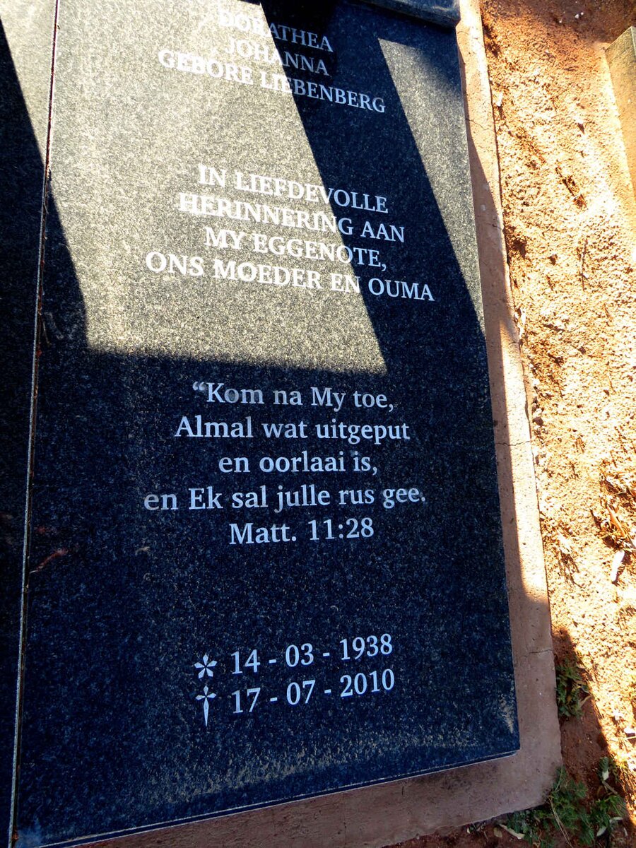 HUMAN Johannes Abraham 1935-1998 & Dorathea Johanna LIEBENBERG 1938-2010 _3