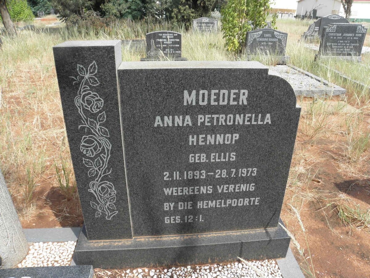 HENNOP Anna Petronella nee ELLIS 1893-1973