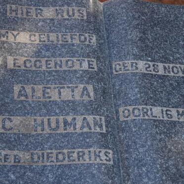 HUMAN Aletta C. nee DIEDERIKS 1928-1947
