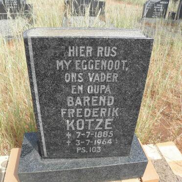 KOTZE Barend Frederik 1885-1964