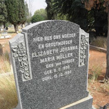 MOLLER Elizabeth Johanna Maria nee van TONDER 1890-1960