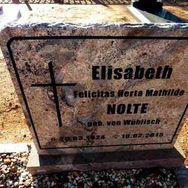NOLTE Elisabeth Felicitas Herta Mathilde nee VON WUHLISCH 1924-2015