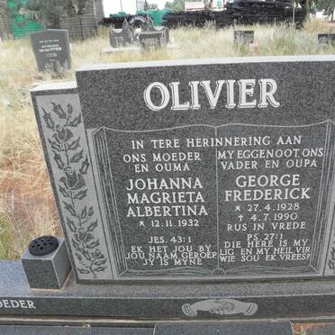 OLIVIER George Frederick 1928-1990 &amp; Johanna Magrieta Albertina 1932-