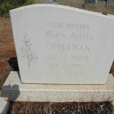 OPPERMAN Maria Aletta nee du PLESSIS 1905-1994