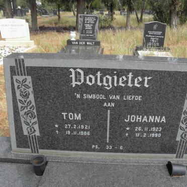 POTGIETER Tom 1921-1986 &amp; Johanna 1923-1990