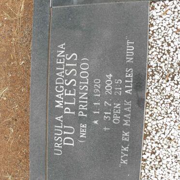 PLESSIS Ursula Magdalena, du nee PRINSLOO 1920-2004