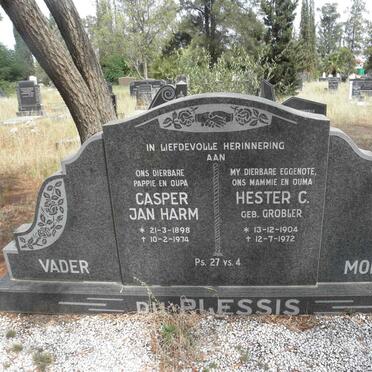 PLESSIS Casper Jan Harm 1898-1974 &amp; Hester C. GROBLER 1904-1972