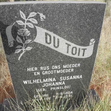 TOIT Wilhelmina Susanna Johanna, du nee PRINSLOO 1904-1991