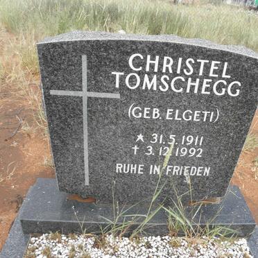 TOMSCHEGG Christel nee ELGETI 1911-1992