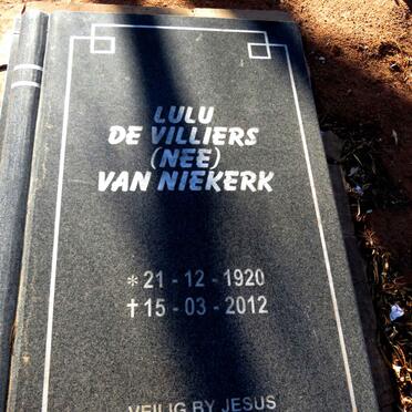 VILLIERS Lulu, de nee VAN NIEKERK 1920-2012