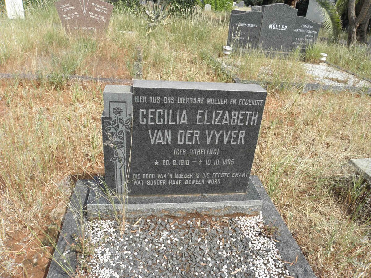 VYVER Cecilia Elizabeth, van der nee DORFLING 1910-1985