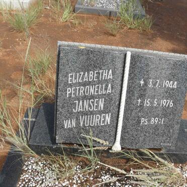 VUUREN Elizabetha Petronella, Jansen van 1944-1976