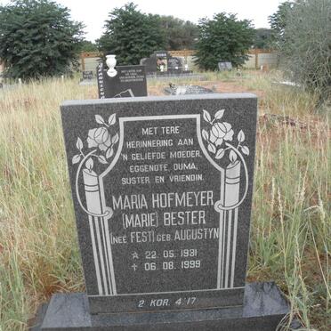 BESTER Maria Hofmeyer, formerly FEST, nee AUGUSTYN 1931-1999