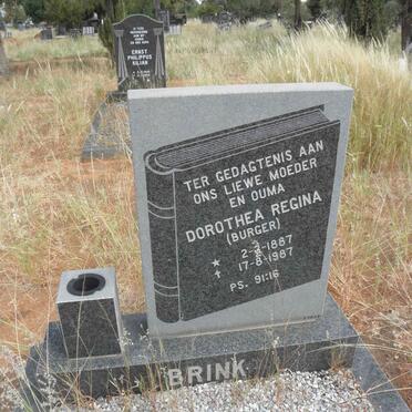 BRINK Dorothea Regina nee BURGER 1887-1987