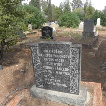 HANEKOM Albertus Jacobus 1872-1960