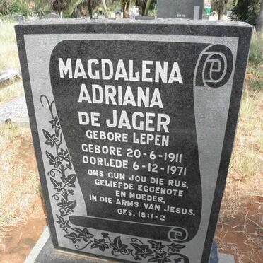 JAGER Magdalena Adriana, de nee LEPEN 1911-1971